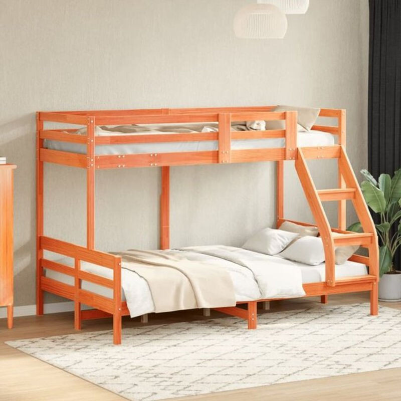 vidaxl Etagenbett aus Massivholz Kiefer in Braun im Landhausstil - Bild 1