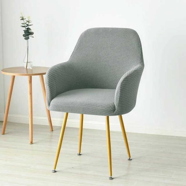 Nordischer Sesselbezug aus Jacquard Spandex in Grau für gebogene Stühle und Sessel - Bild 1