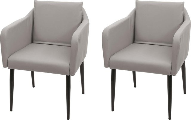 2er-Set MCW Esszimmerstühle aus Kunstleder in Taupe-Grau - Bild 1