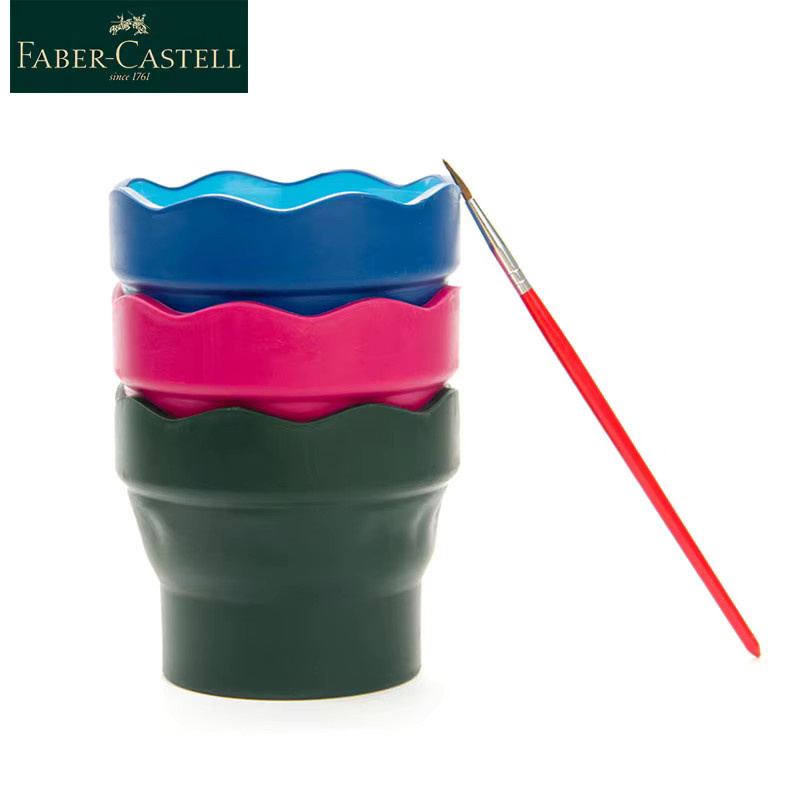 Faber-Castell Waschpinsel-Eimer aus Kunststoff in Grün, ausziehbarer Teleskop-Kunstpinsel-Waschbecher und faltbarer Wasserbecher für die Skizzenmalerei - Bild 3