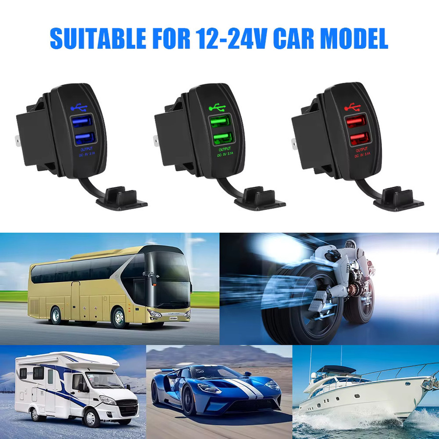 LEEPEE Dual USB Auto Ladegerät mit LED, 5V 2.1A, wasserdicht und staubdicht, Schwarz, Universal für Auto, RV und Wohnmobil - Bild 2