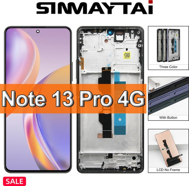 Xiaomi Redmi Note 13 Pro 4G LCD-Display mit Rahmen, TFT-Touchscreen-Baugruppe in Schwarz - Bild 1