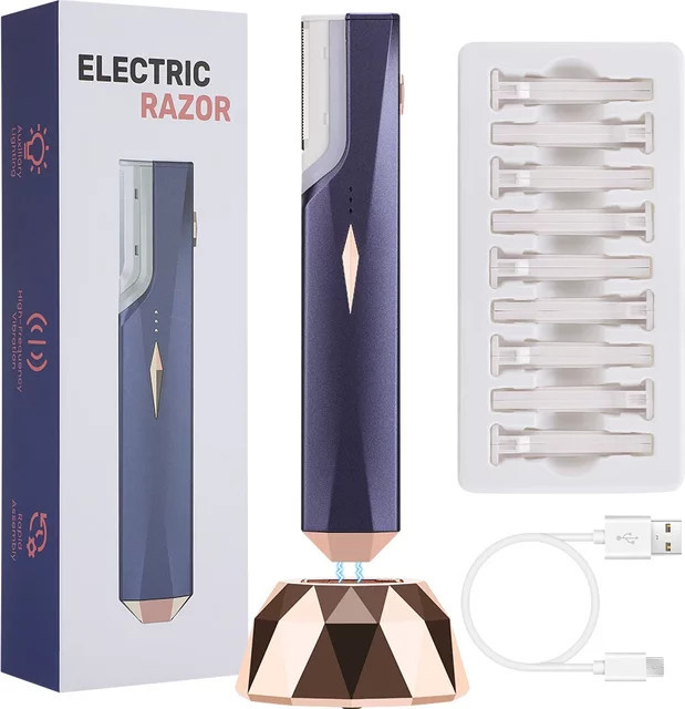 AFDEAL Sonic Dermaplaning-Gerät, kabellos, für Damen, Gesicht, 9 Ersatzklingen - Bild 1