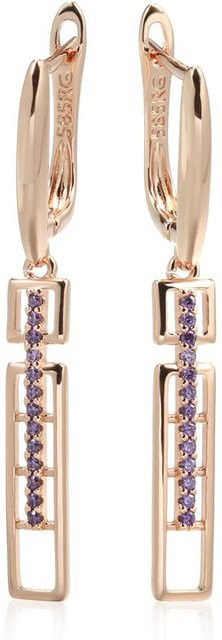 Hängeohrringe Kupfer, Roségold, Zirkonia, Damen, Lila, Beige - Bild 1
