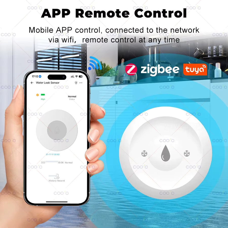 Ewelink Zigbee Smart Wassersensor in Weiß zur Fernüberwachung von Überschwemmungen und Leckagen für Küche und Badezimmer, kompatibel mit Home Assistant und Zigbee2mqtt - Bild 3