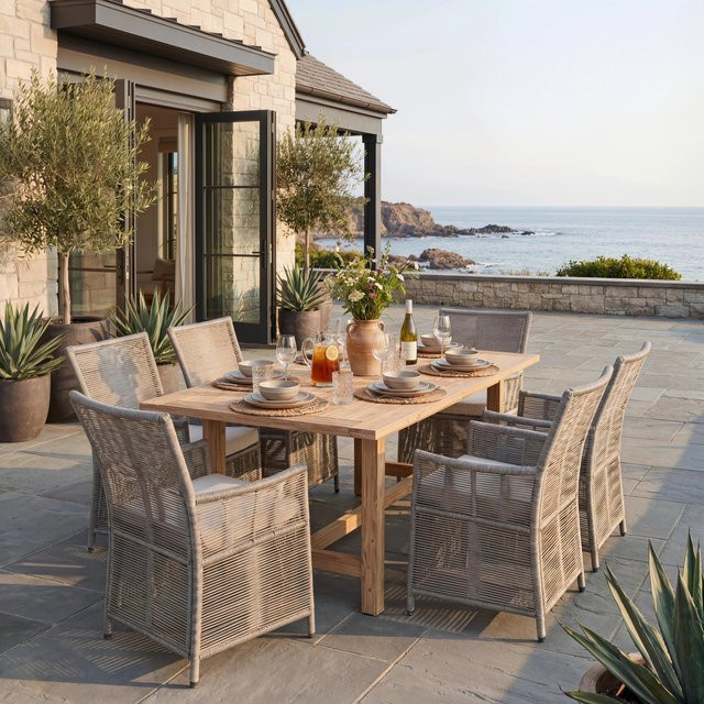 Bessagi Garden Gartengarnitur Simone in Hellgrau aus Holz, Kunststoff und Outdoorstoff - Bild 1