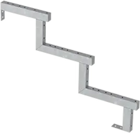 Plus A/S Treppenwange 3-Stufen aus Stahl, feuerverzinkt, Farbe: Silber, B/T/H: 78 x 28 x 51 cm - Bild 1