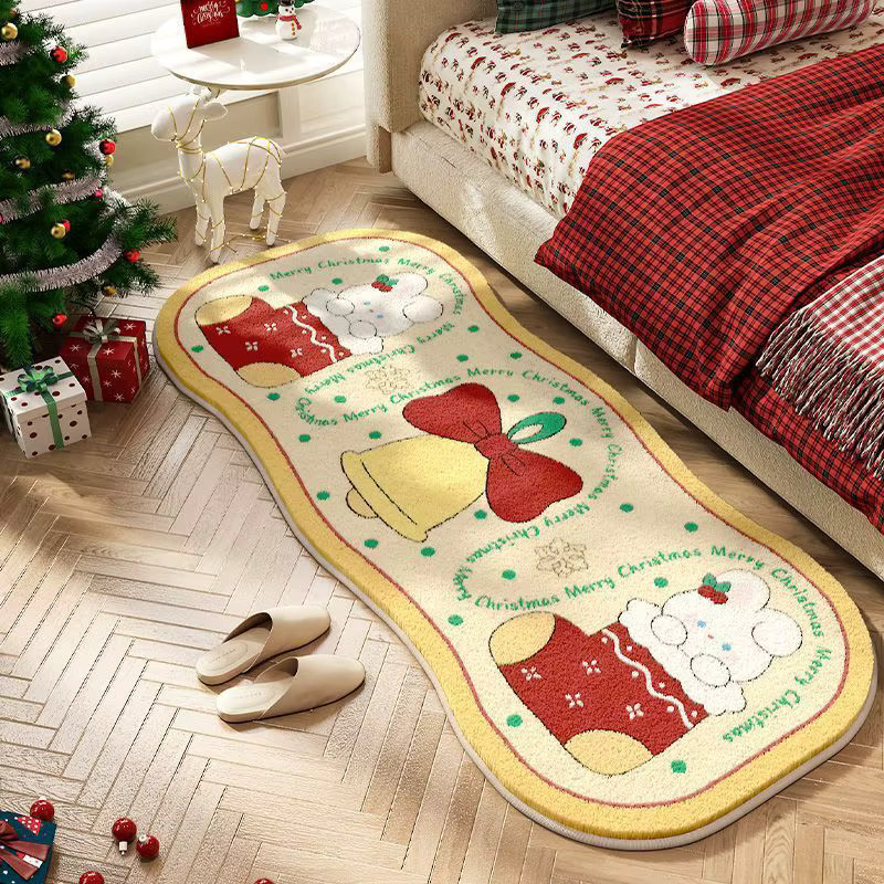 VIKAMA Plüschteppich mit Cartoon-Weihnachtsmotiv in Multicolour für das Schlafzimmer - Bild 1