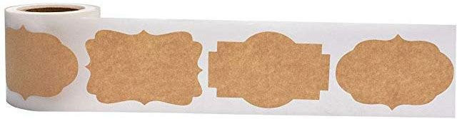 Selbstklebende Etiketten aus braunem Kraftpapier für Küchengläser, 300 Stück pro Rolle, B: 3 cm, H: 5 cm - Bild 1