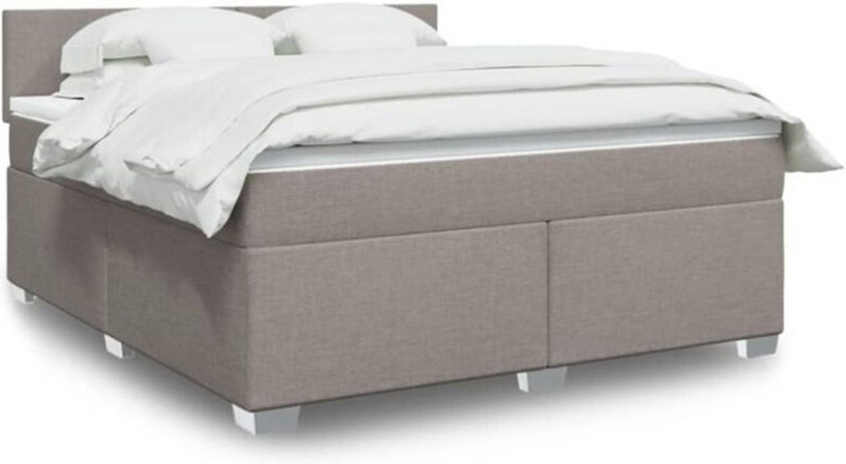 Boxspringbett mit Matratze von vidaxl in Taupe meliert und Weiß, Stoffbezug, B/T/H: 180 x 200 x 100,5 cm - Bild 1