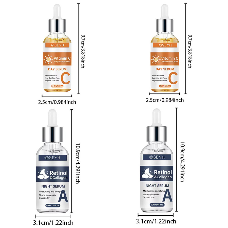 SEYH Vitamin C Hyaluronsäure Tages-Serum und Retinol Kollagen Nacht-Serum - Bild 2