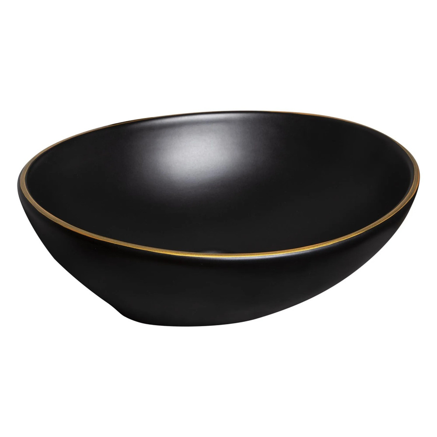 Kerra Aufsatzwaschbecken KR-707 aus Keramik in Schwarz Gold rund - Bild 2