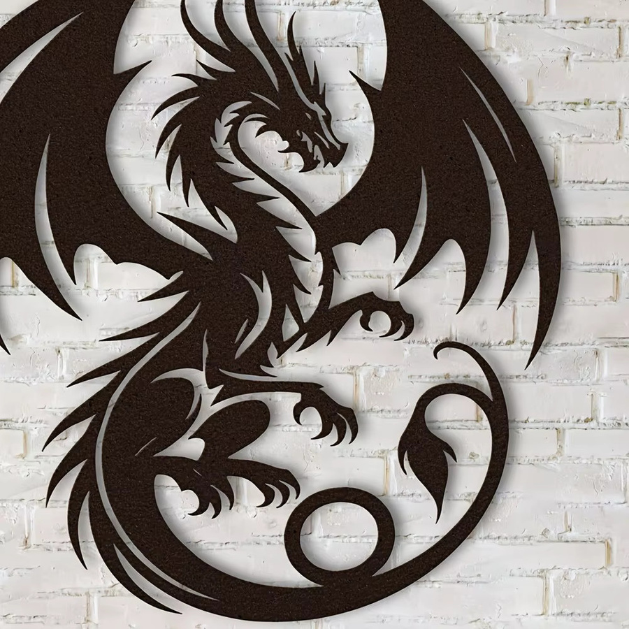 CIFBUY 2D Fliegender Drache Metall-Wandkunst in Schwarz als Eisen-Wanddekoration - Bild 5