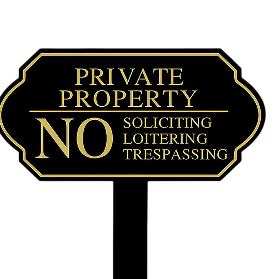Kesoto No Soliciting Schild aus Metall in Schwarz mit Pfahl für Garten und Haus, Höhe: 35,5 cm, Breite: 25,4 cm - Bild 5