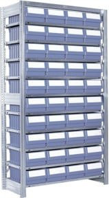 Bito Behälterregal mit 40 Regalkästen in Blau, Grundfeld aus verzinktem Stahl, B/T/H: 105,8 x 42,4 x 185,0 cm - Bild 1