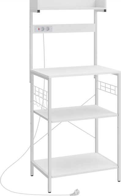 HOMCOM Küchenregal in Weiß im Industrial-Stil mit 2 Steckdosen, Kaffee-Station und Mikrowellenablage, verstellbare Regalböden, B/T/H: 60 x 42 x 137 cm, Aosom - Bild 1