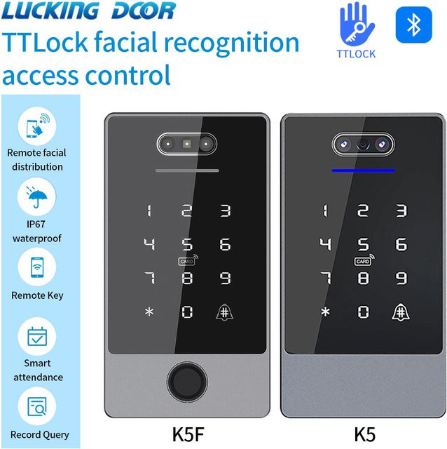LUCKING DOOR Standalone Türschloss mit Gesichtserkennung und Fingerabdruck-Zugangskontrolle, wasserdicht, Schwarz - Bild 1