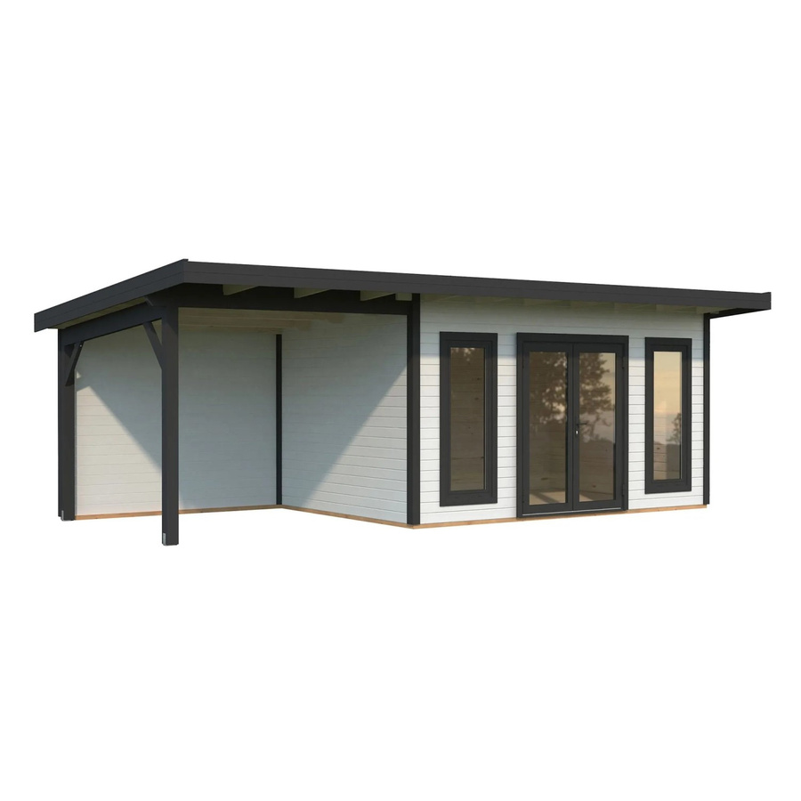 Palmako Holz-Gartenhaus Aurelia Pultdach aus Fichte in Weiß mit modernem Design - Bild 2