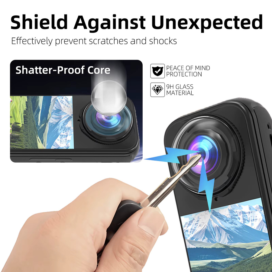 Insta360 X4 Air Linsenschutz aus gehärtetem Glas in Transparent mit HD-klarer Anti-Fingerabdruck-Beschichtung - Bild 2