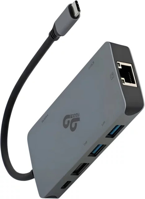99VOLTS 8 in 1 USB-C Hub UltraHD 8K in Grau mit HDMI, USB-A und Ethernet/LAN - Bild 1