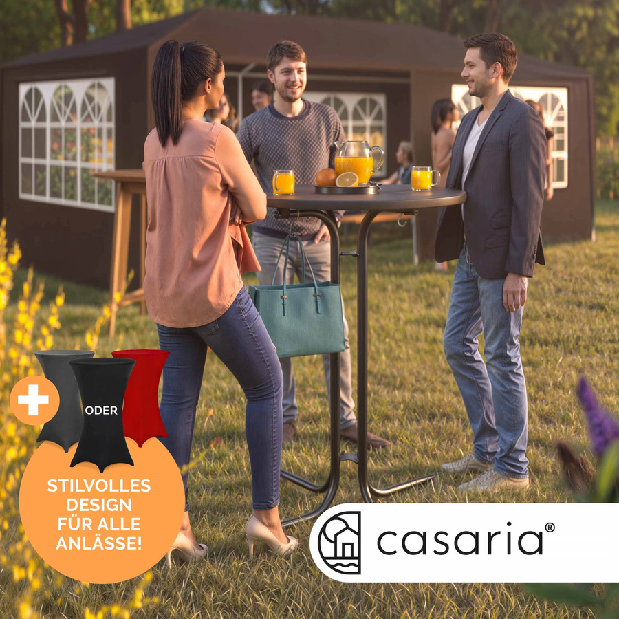 CASARIA Stehtisch mit Husse in Grau für Garten und Outdoor, B/T: 110 x 70 cm, Husse Ø: 70 cm - Bild 2