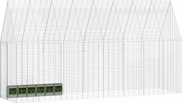 Kaninchenstall von Yiwydaa aus verzinktem Stahl in Silber, B/T/H: 400 x 100 x 210 cm - Bild 1
