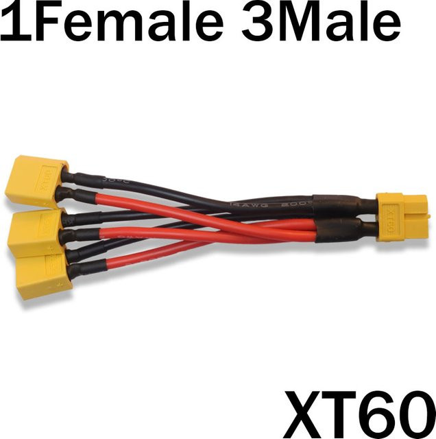 XT60 Parallel-Batterieanschluss Y-Splitter mit 12AWG Silikondraht in Gelb, 100 mm Dual-Verlängerung für Batterieladegeräte und Motoren - Bild 1
