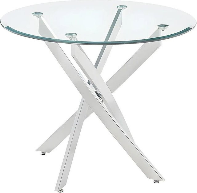 Esstisch Cosima von COSIMA mit runder Sicherheitsglasplatte in Transparent und silberfarbenem Metallgestell, Durchmesser: 90 cm - Bild 1