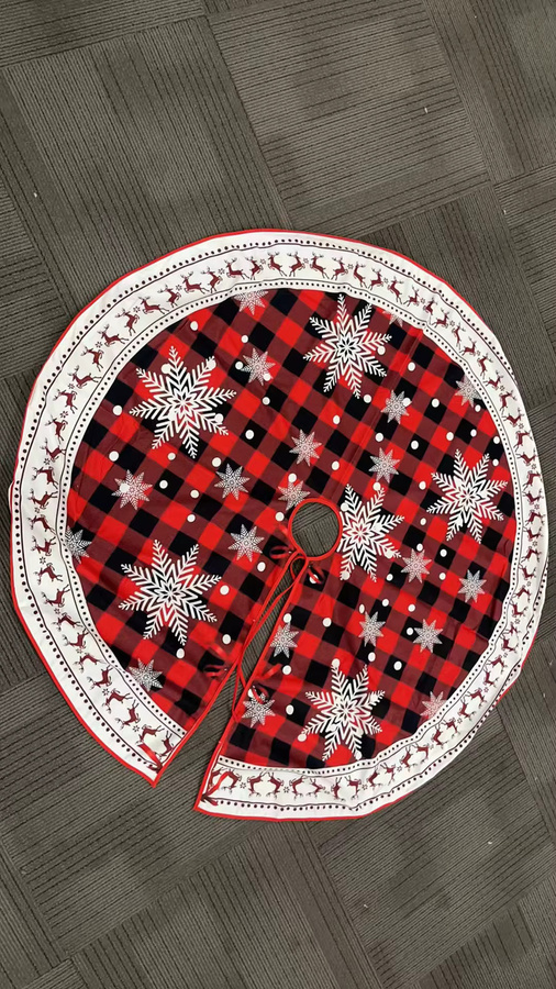 VIKAMA Weihnachtsbaumkleid mit Schneeflocken- und Karomuster in Rot - Bild 1