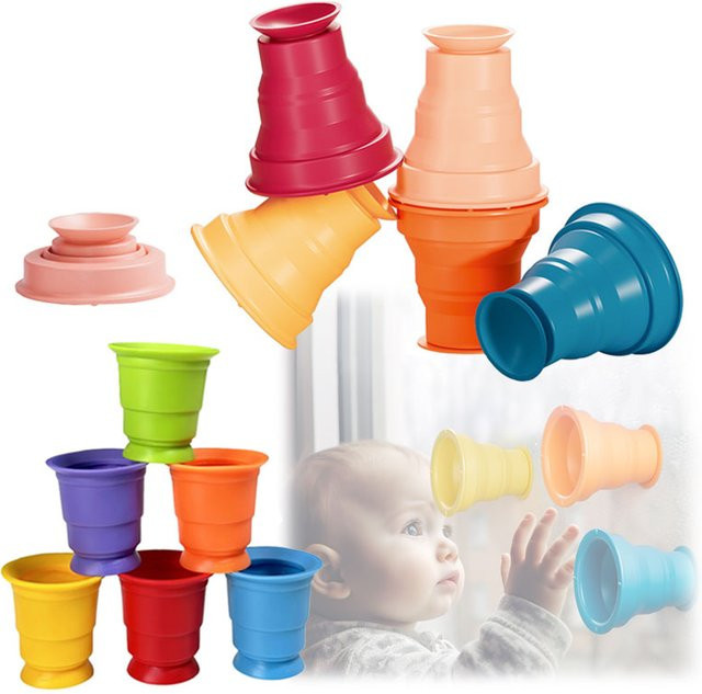 Brozebra Regenbogen Silikon Tasse, Stapelspielzeug, ab 1 Jahr - Bild 1