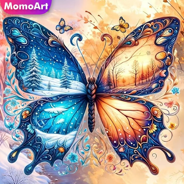 Momoart Diamantmalerei Schmetterling DIY-Diamantmosaik mit bunten Steinen für Wandkunst, B/H: 20 x 20 cm - Bild 1