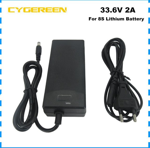 CYGEREEN Akkuladegerät 33,6V 2A Netzteil für 8S Lithium-Ionen-Akkupacks mit DC-Anschluss, Schwarz - Bild 1