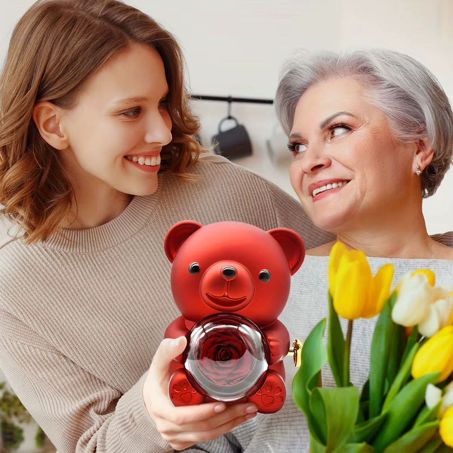 Halskette mit ewiger Rose in Teddybär-Geschenkbox - Bild 3