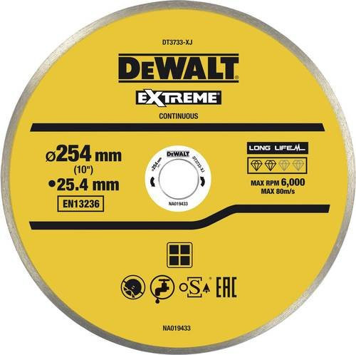 DEWALT Diamanttrennscheibe Eco4 DT3733-XJ für Fliesen und Beton, Durchmesser: 250 mm, Gelb - Bild 1