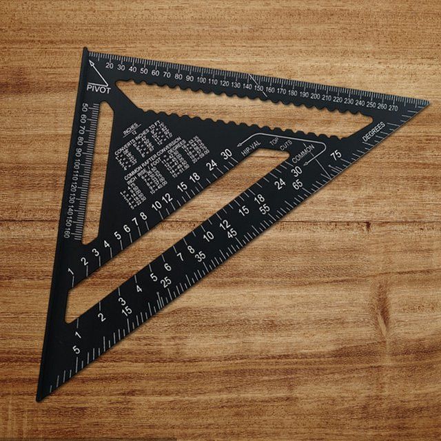 Präzises Dreieckslineal aus Aluminiumlegierung in Blau, metrisches Winkellineal für Holzbearbeitung und Zimmerei, 30,5 cm - Bild 1