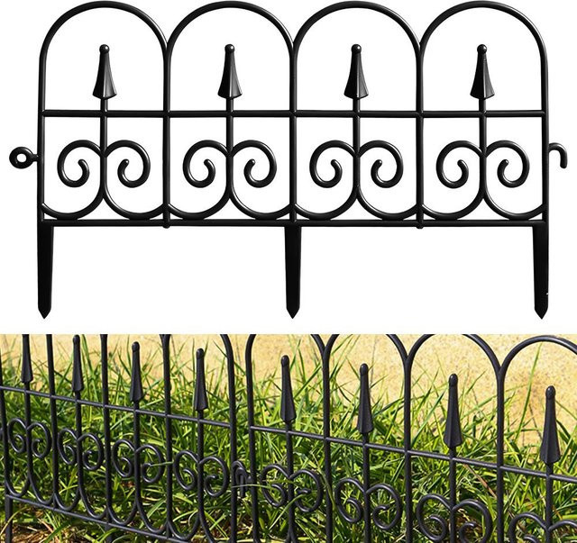 Aimo Gartenzauneinsatz 6er-Pack aus schwarzem PVC als dekorative Einfassung für Rasen und Blumenbeete - Bild 1