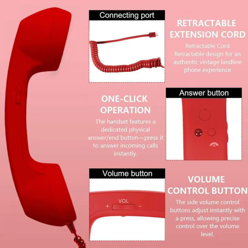 OnePlus Retro-Mikrofon-Telefonhörer Typ C in Blau, kabelgebundenes Headset für Android mit Plug&Play für Voice-Chat und Live-Streaming - Bild 2