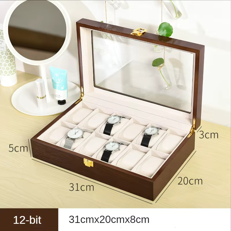 Uhrenbox, braune Kaffee-Holzmaserung, Unisex - Bild 3