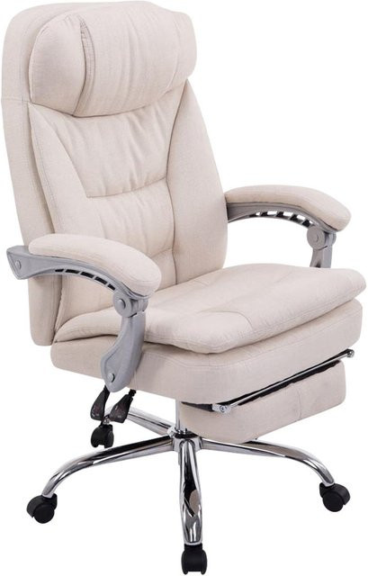 TPFLiving XL Bürostuhl Troja Stoff in Creme/Beige mit Armlehnen und Rollen für Home-Office und moderne Arbeitsplätze - Bild 1