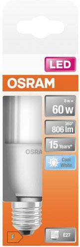 Osram LED Leuchtmittel E27 Kolbenform A60, 8W (60W Ersatz), Kaltweiß, EEK F, Durchmesser: 4,04 cm, Höhe: 11,4 cm - Bild 1