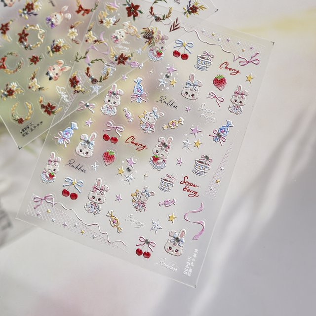NAILFYOU Nagelkunst-Sticker, 5D Kristall Diamant, Erdbeere Kirsche, Glänzend - Bild 1