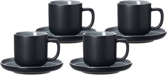 Ritzenhoff & Breker Espressotassen mit Untertassen Jasper aus Porzellan, Schwarz, 4er Set, 100 ml - Bild 1
