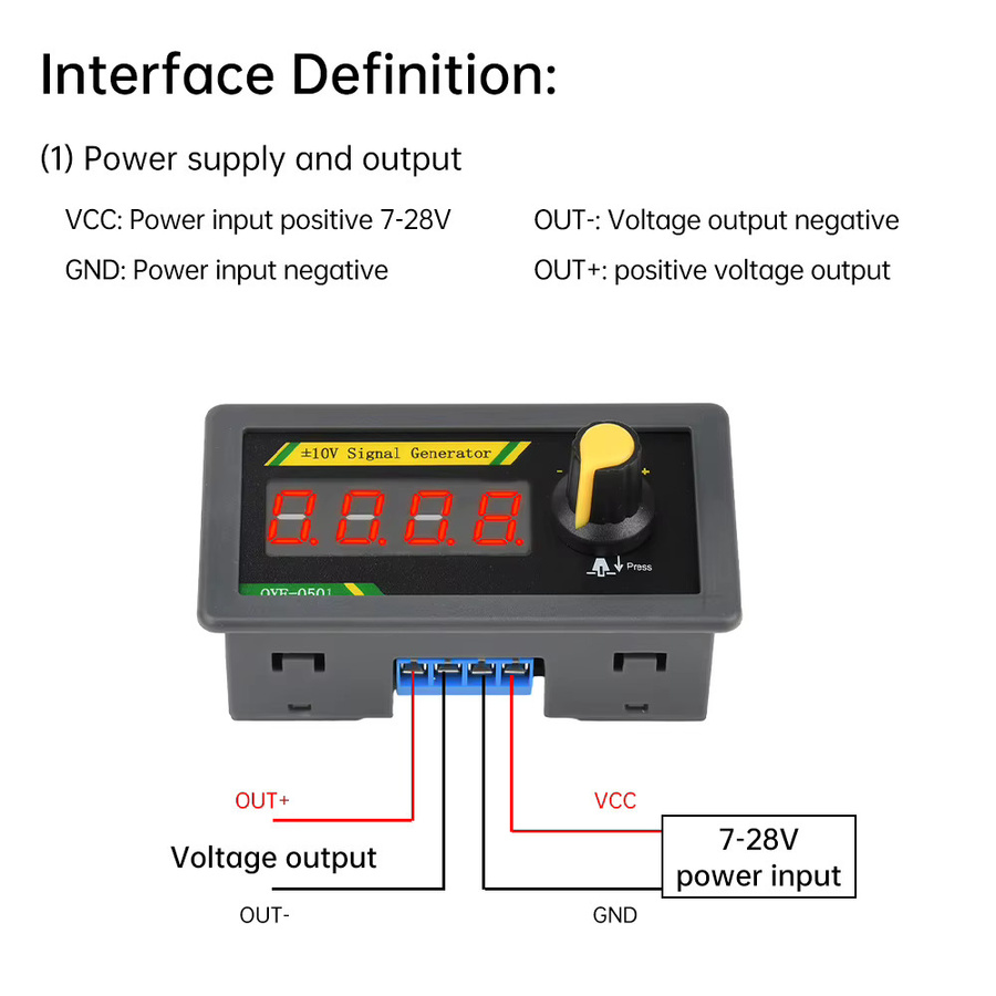 Voktta Digitalanzeige Spannungsquelle und Analoger Signalgenerator DC7-28V mit SPS DAC Ausgang, einstellbar ± 10 V + 5 V/0-10 V, Schwarz - Bild 3