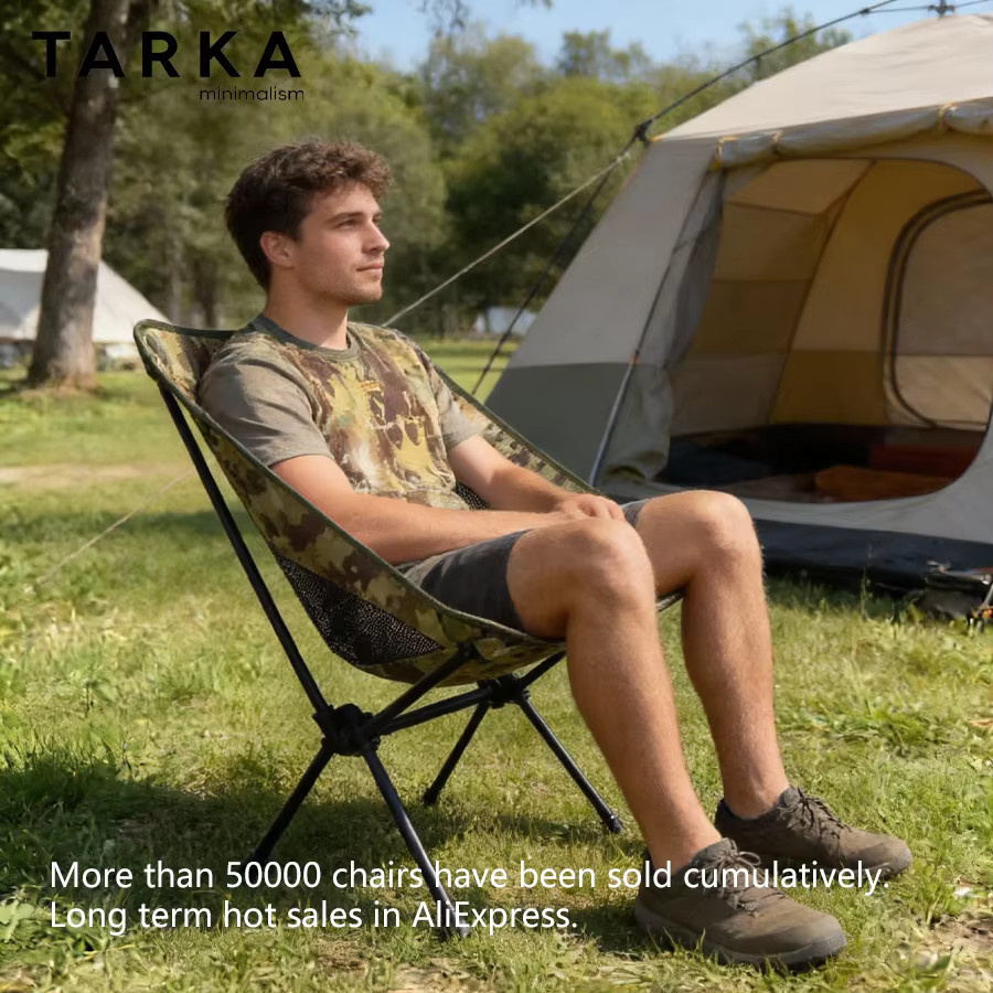 TARKA 2-in-1 Ultraleichter Wander- und Entspannungsstuhl in Tarnmuster Green, Klappbarer Mondstuhl für Outdoor und Camping - Bild 4