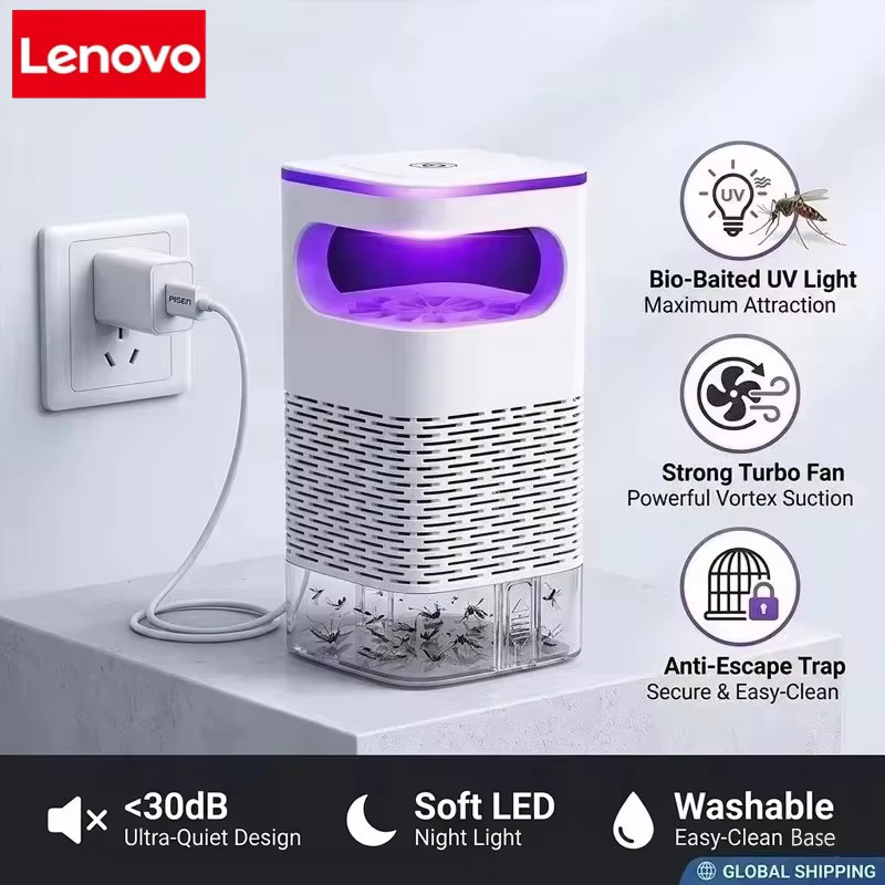 Lenovo Elektrische USB-Mückenfalle in Weiß mit UV-Licht und leiser Insektenvernichtung für Zuhause und Büro - Bild 2