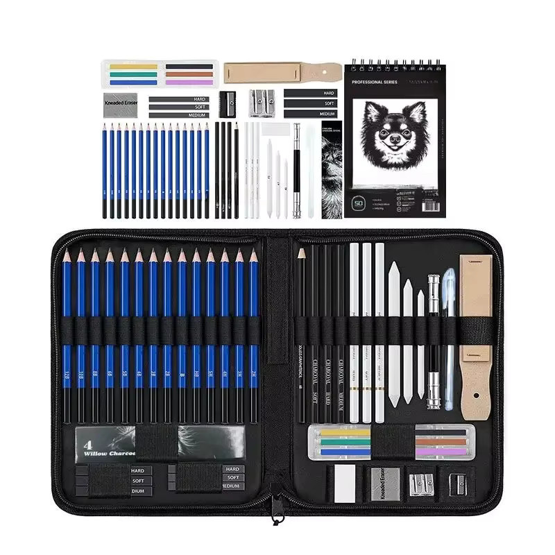 Bview Art Pro Art Kit 49-teiliges Skizzenzubehör-Set in Multicolour mit Graphitstiften, Kohle und Skizzenblock für Künstler und Erwachsene - Bild 6