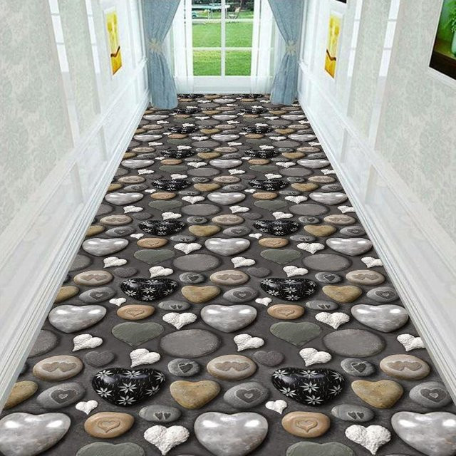 WTEMPO Korridor Teppich Modern Grau mit 3D-Design für Wohnzimmer, Küche, Flur und Schlafzimmer B: 100 cm, L: 400 cm - Bild 1