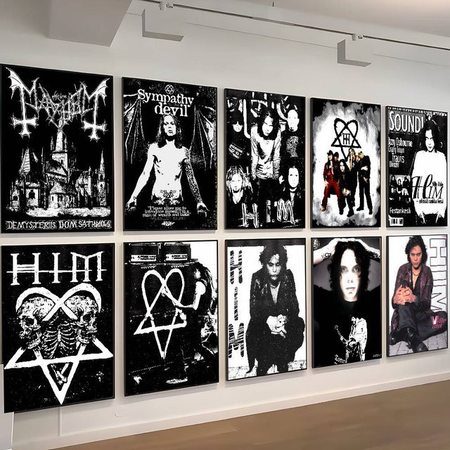 Anime Poster Rock H-hIM Band Wanddekoration aus weißem Kraftpapier mit Klebefläche, B/H: 15 x 15 cm - Bild 1