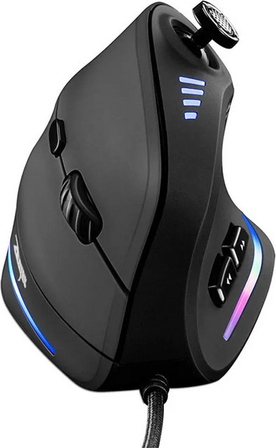 JOMAA Vertikale Gaming-Maus mit Kabel, Ergonomische Maus mit Joystick, RGB-Hintergrundbeleuchtung und 11 programmierbaren Tasten, Schwarz - Bild 1
