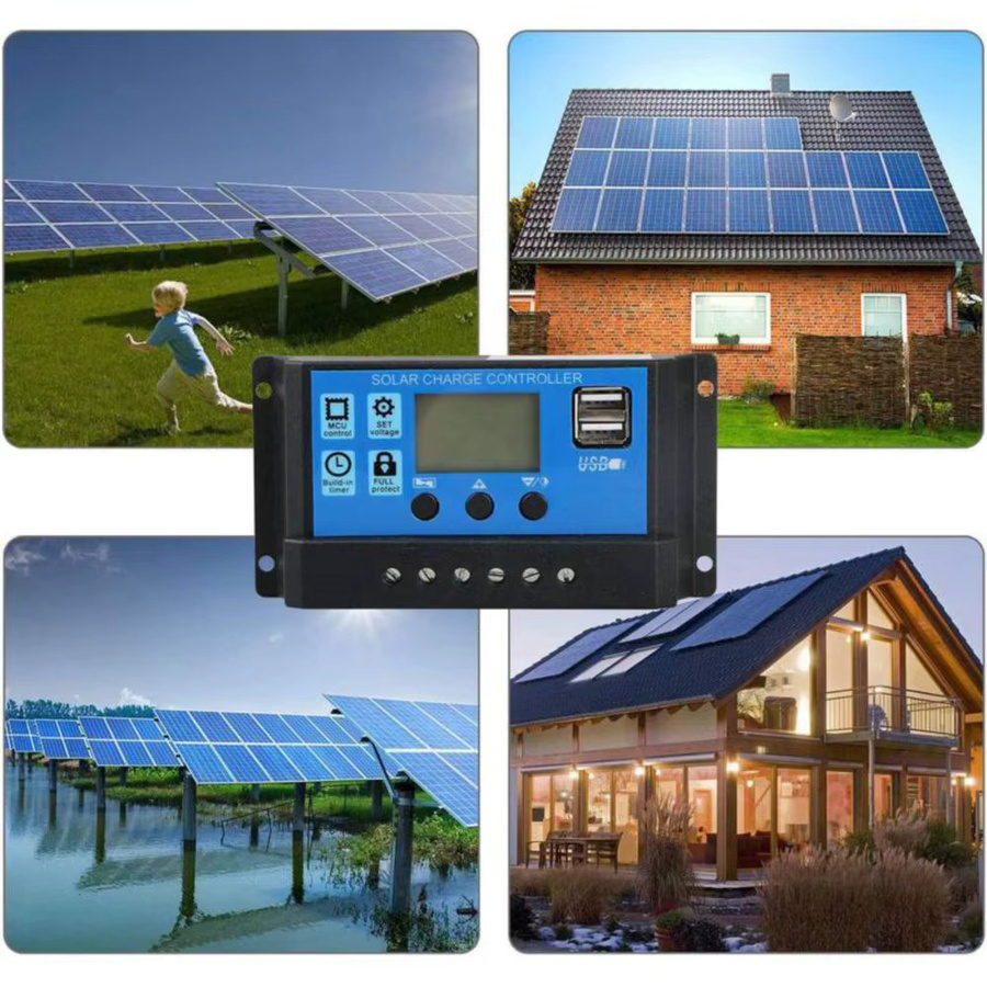 SNQP Solarlader und Entladeregler mit LCD-Display und Dual-USB-Anschluss in Blau für erneuerbare Energiesysteme - Bild 5